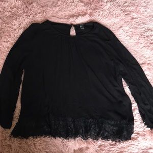 Black top with lace trim